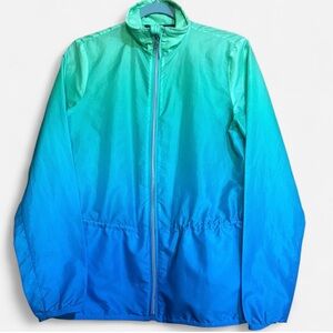 Lauren Ralph Lauren Gradient Peplum Teal Green/Blue Windbreaker Size XS